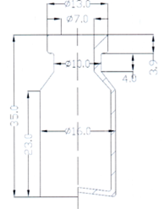 Picture of Sterile Empty Vial - 2 ml volume:  35 ± 0.5 mm height, 16 ± 0.15 mm body diameter (Amber)