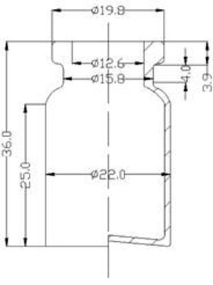 Picture of Sterile Evacuated Vial - 5 ml  volume (36 ± 0.5 mm height and 22 ± 0.2 mm body diameter)