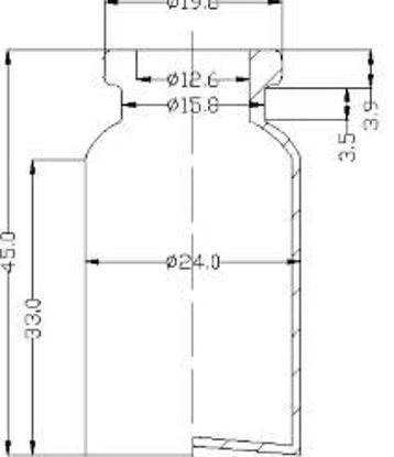 Picture of Sterile Evacuated Vial - 10 ml  volume (45 ± 0.5 mm height and 24 ± 0.2 mm body diameter)