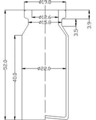 Picture of Sterile Evacuated Vial - 10 ml  volume (52 ± 0.5 mm height and 22 ± 0.2 mm body diameter)