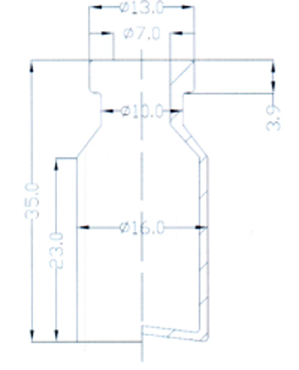 Picture of Sterile Empty Vial - 2 ml volume: 35 ± 0.5 mm height, 16 ± 0.15 mm body diameter (Clear)