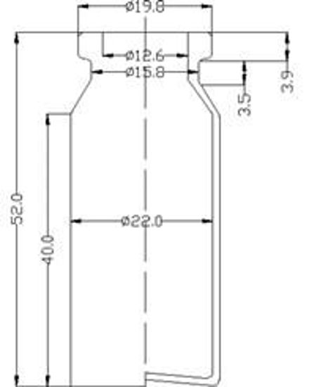 Picture of Sterile Air-Filled Vial - 10 ml  volume (52 ± 0.5 mm height and 22 ± 0.2 mm body diameter)