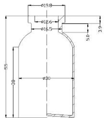 Picture of Sterile Air-Filled Vial - 25 ml  volume (55 ± 0.5 mm height and 30 ± 0.3 mm body diameter)