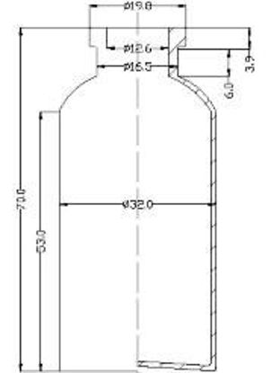 Picture of Sterile Air-Filled Vial - 30 ml  volume (70 ± 0.5 mm height and 32 ± 0.3 mm body diameter)