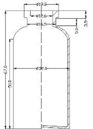Picture of Sterile Air-Filled Vial - 30 ml  volume (67 ± 0.5 mm height and 32 ± 0.3 mm body diameter)