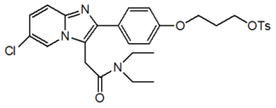 Picture of 2-(6-chloro-2-(4-(3-tosyloxypropoxy)phenyl)imidazo[1,2-α]pyridine-3-yl)-N,N-diethylacetamide (50 mg)