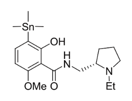 Picture of (S)-(-)-3-trimethylstannyl-2-hydroxy-6-methoxy-N[(1- ethyl-2-pyrrolidinyl)methyl]benzamide (10 mg)
